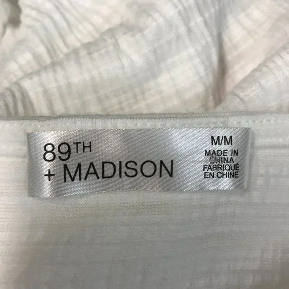 89th + Madison Womens White Eyelet Embroidered Short Sleeve Blouse Size M - Picture 6 of 8